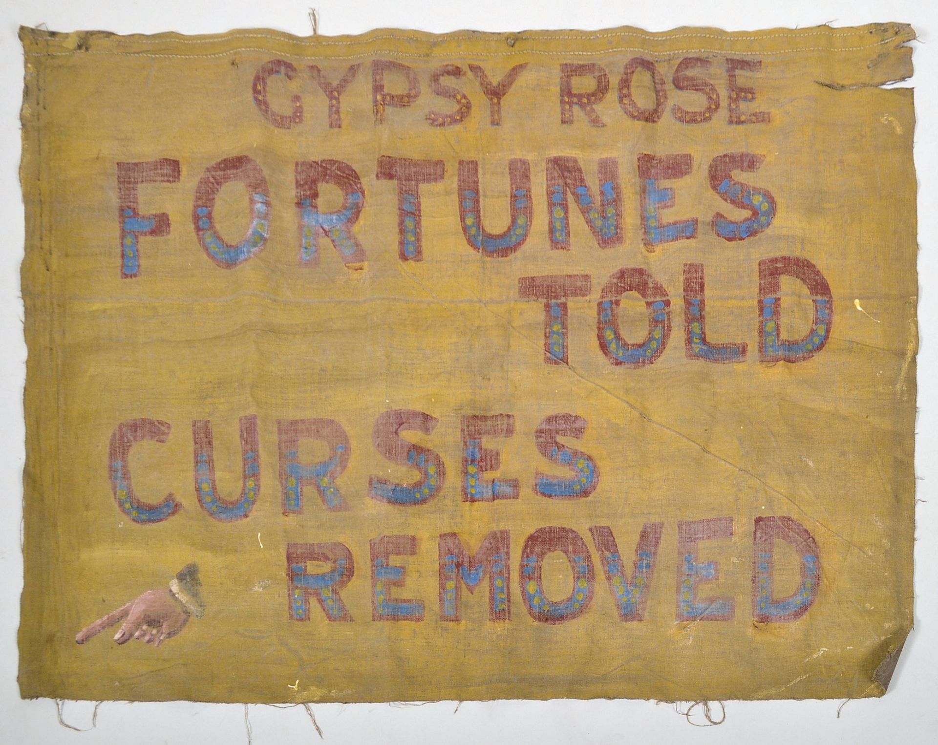 GYPSY ROSE FORTUNES TELLER - EARLY 20TH CANVAS BANNER