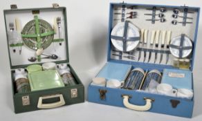 BREXTON & SIRRAM - TWO MID CENTURY TRAVEL PICNIC HAMPERS