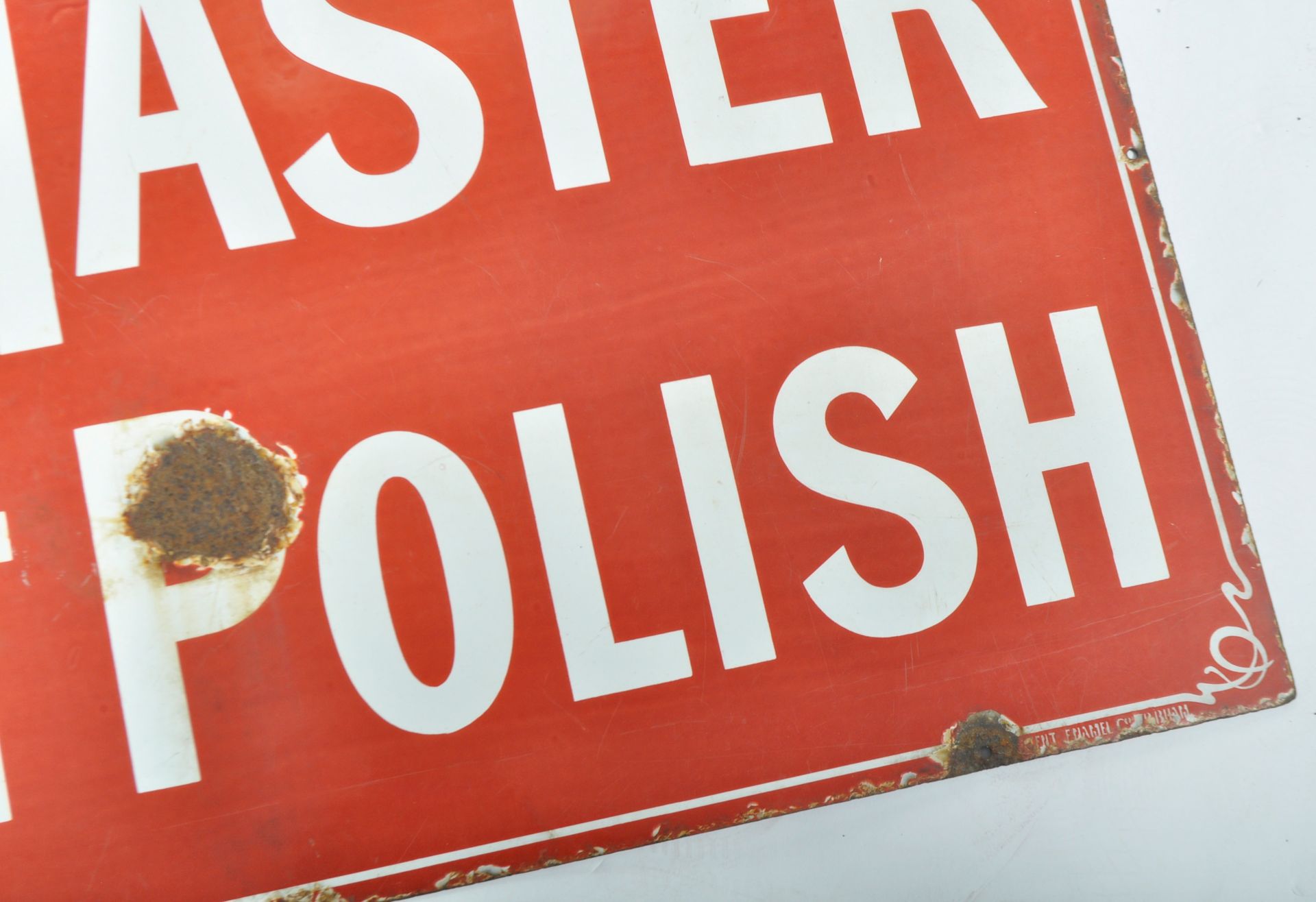 THE MASTERS BOOT POLISH - EARLY 20TH CENTURY ENAMEL SIGN - Image 5 of 6