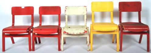 STACKING SET OF FIVE VINTAGE BENTWOOD SCHOOL CHAIRS