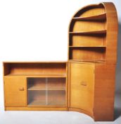 ART DECO OAK PLY THREE PIECE MODULAR CORNER BOOKCASE