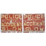 PAIR OF MID CENTURY POLICE ACCIDENT ROAD SIGNS