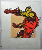 LARGE RETRO IRONMAN COMIC BOOK ARTWORK PAINTING