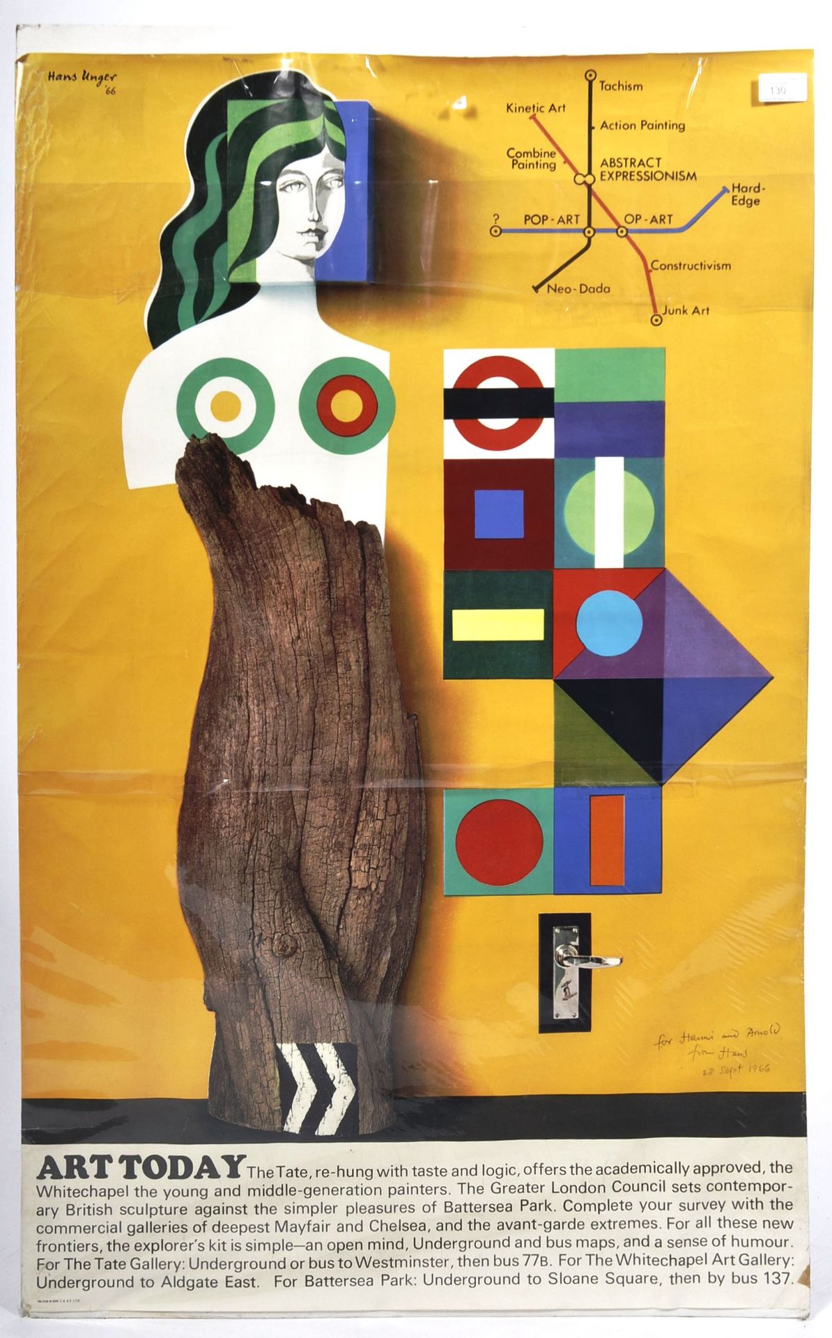 HANS UNGER - SIGNED - 1966 ART TODAY THE TATE GALLERY POSTER