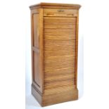 20TH ART DECO OAK UPRIGHT PEDESTAL TAMBOUR DOOR CABINET