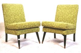 MATCHING PAIR OF 1950'S EASY LOUNGE CHAIRS WITH FLOWER UPHOLSTERY
