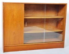 VINTAGE MID 20TH TEAK AND GLAZED FRONTED BOOKCASE