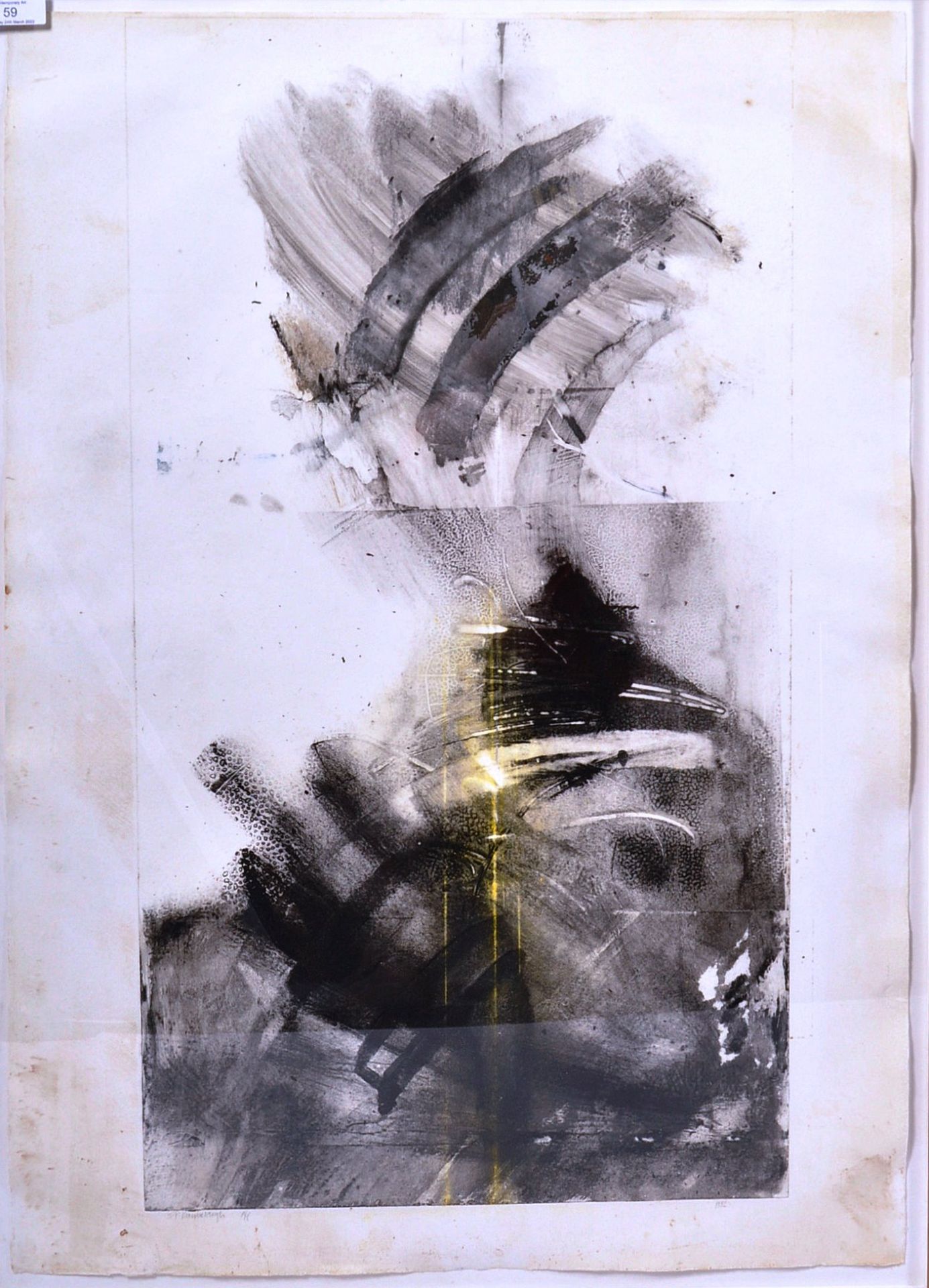 STEVE BARRACLOUGH - 1980S MIXED MEDIA MONOTYPE PAINTING - Image 2 of 5