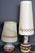 WEST GERMAN POTTERY - TWO 1960S LAMPS WITH SHADES