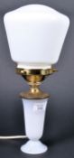 20TH CENTURY ART DECO MILK AND OPALINE GLASS TABLE LAMP