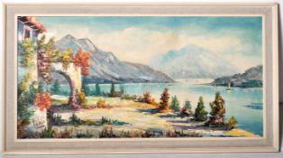 RETRO MID 20TH CENTURY OIL ON CANVAS LANDSCAPE PAINTING