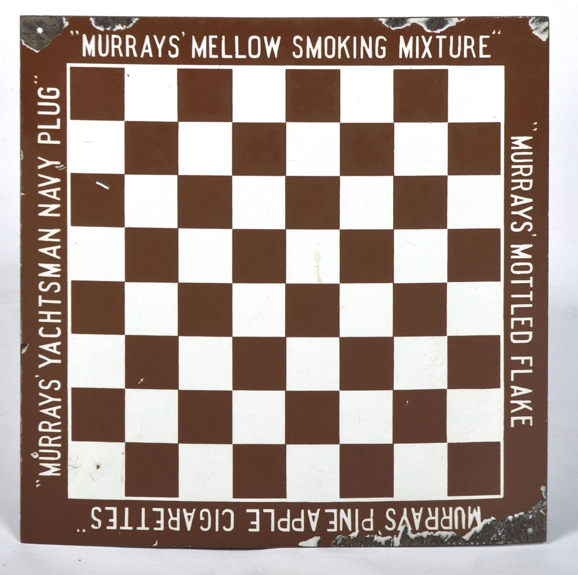 MYRRAY, SONS AND COMPANY - CHESS BOARD ENAMEL ADVERTISING SIGN