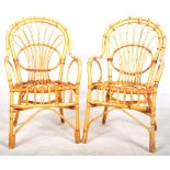 MATCHING PAIR OF ITALIAN BAMBOO AND WICKER ARMCHAIRS