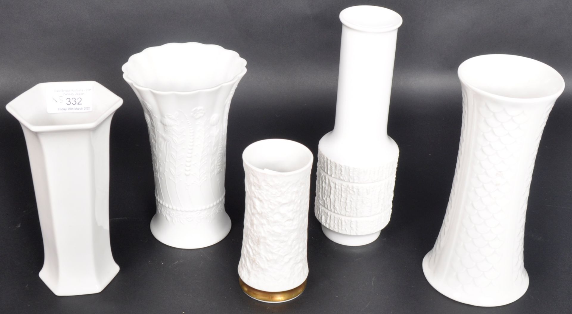 COLLECTION OF MID 20TH CENTURY GERMAN WHITE PORCELAIN VASES - Image 2 of 7