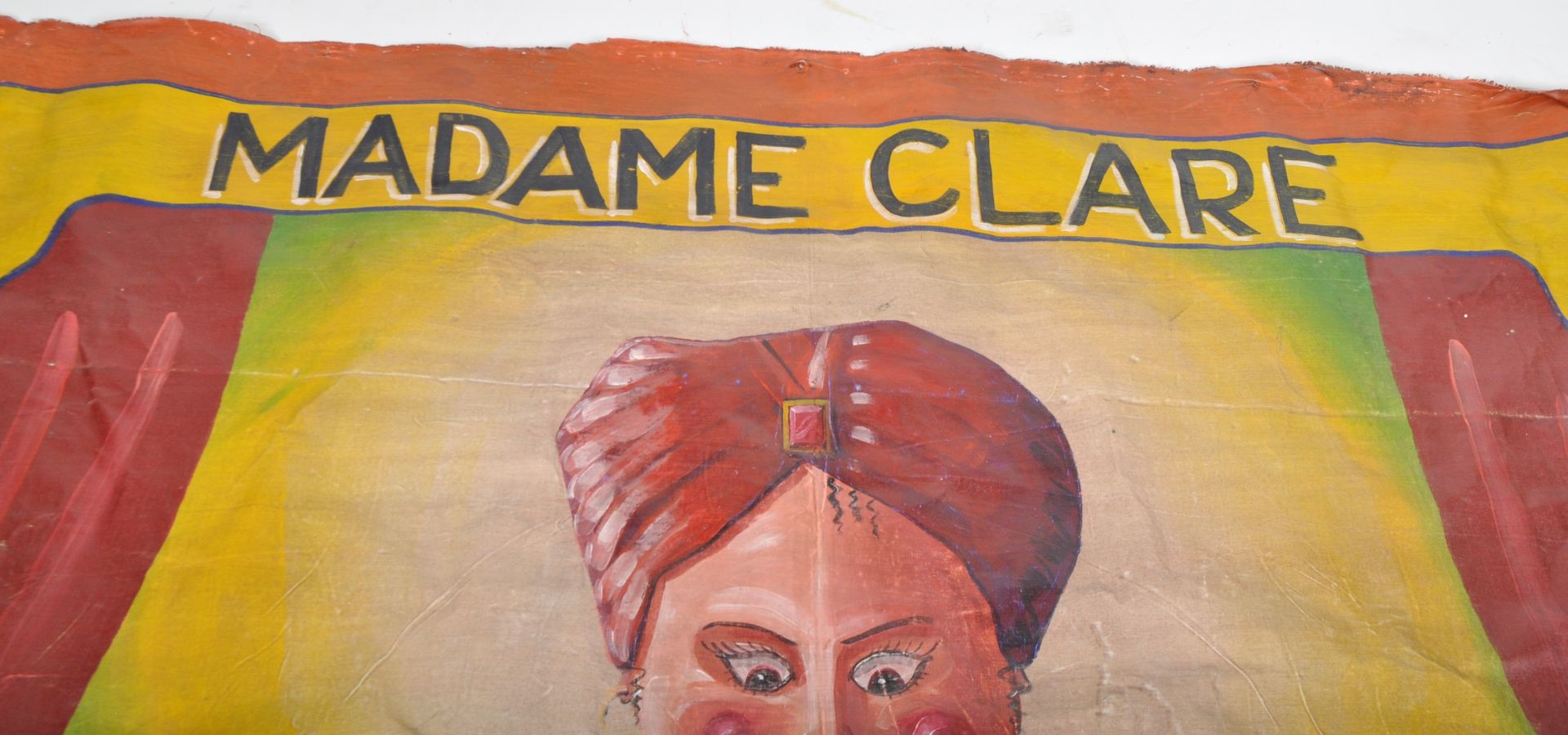 MADAME CLARE - VINTAGE 20TH FAIRGROUND CANVAS BANNER - Image 2 of 6