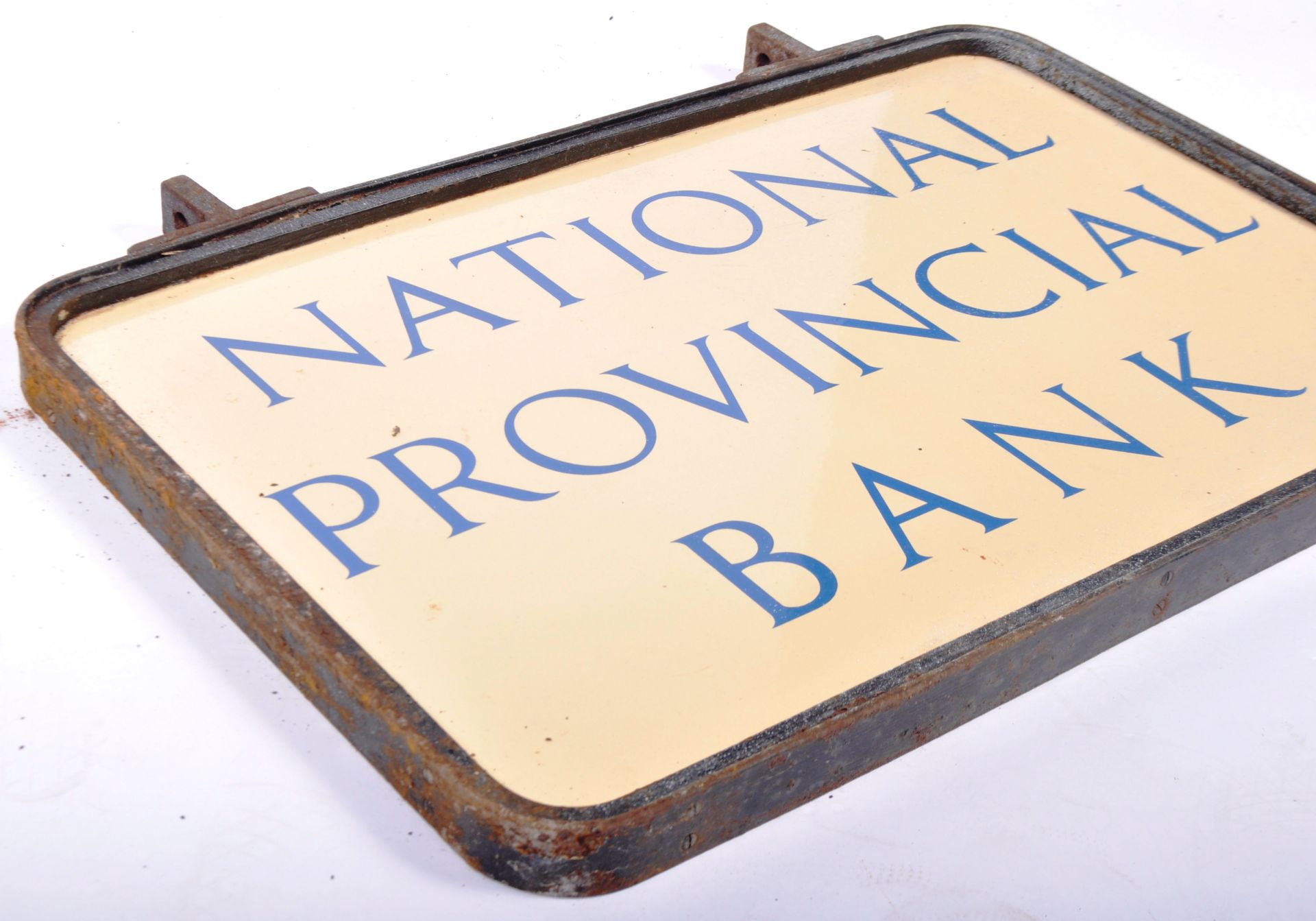 NATIONAL PROVINCIAL BANK - VINTAGE DOUBLE SIDED ENAMEL SIGN - Image 6 of 8