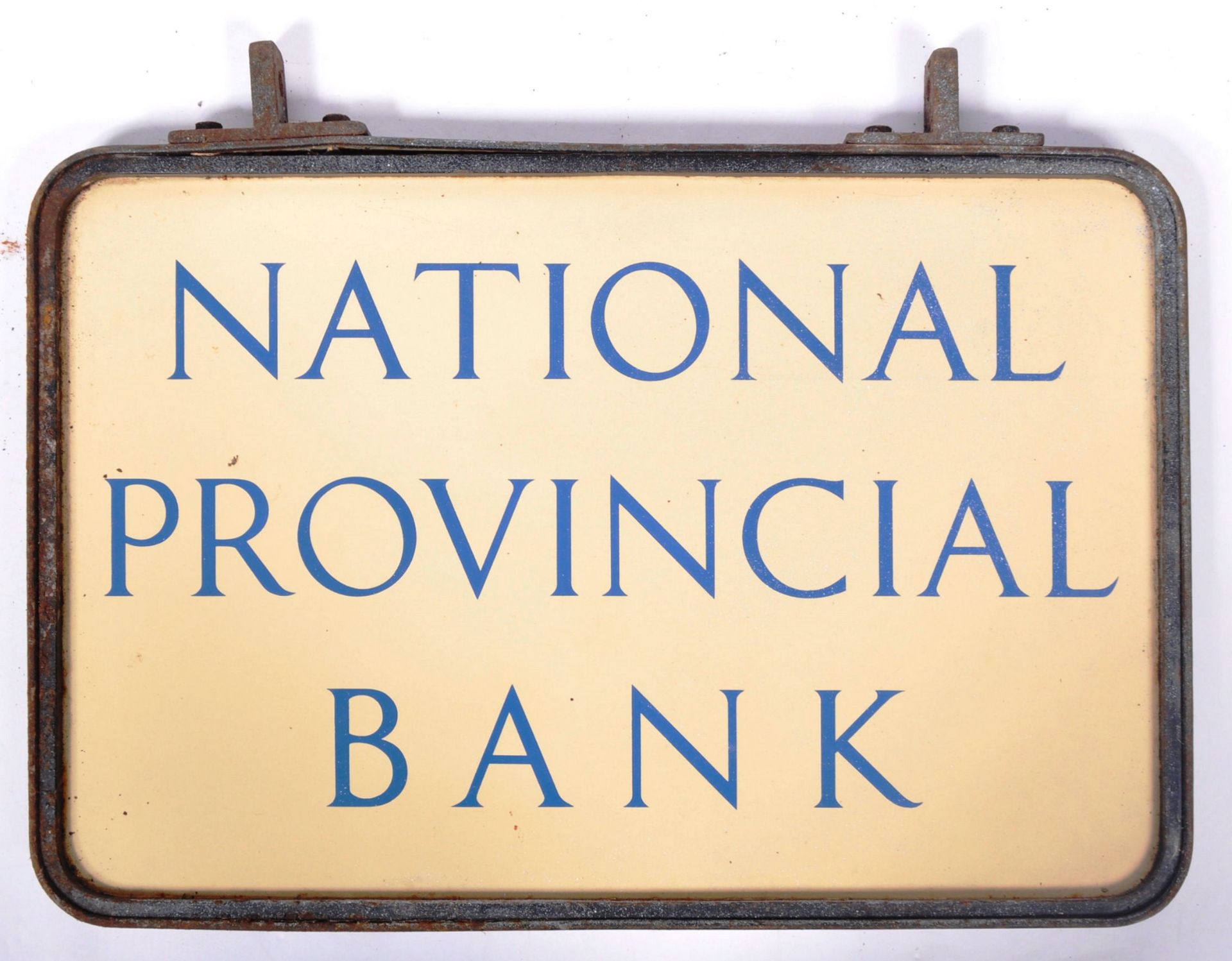 NATIONAL PROVINCIAL BANK - VINTAGE DOUBLE SIDED ENAMEL SIGN