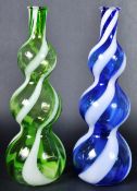 ALROSE - PAIR OF BLUE AND GREEN EMPOLI GLASS GENIE BOTTLES