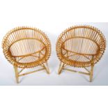 MATCHING PAIR OF FRANCO ALBINI MANNER SATELLITE CANE CHAIRS