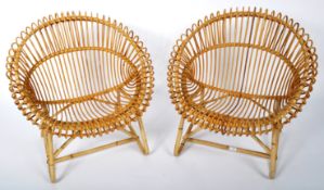 MATCHING PAIR OF FRANCO ALBINI MANNER SATELLITE CANE CHAIRS