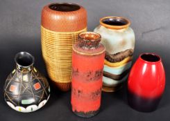 COLLECTION OF RETRO GERMAN POTTERY VASES OF VARYING DESIGNS