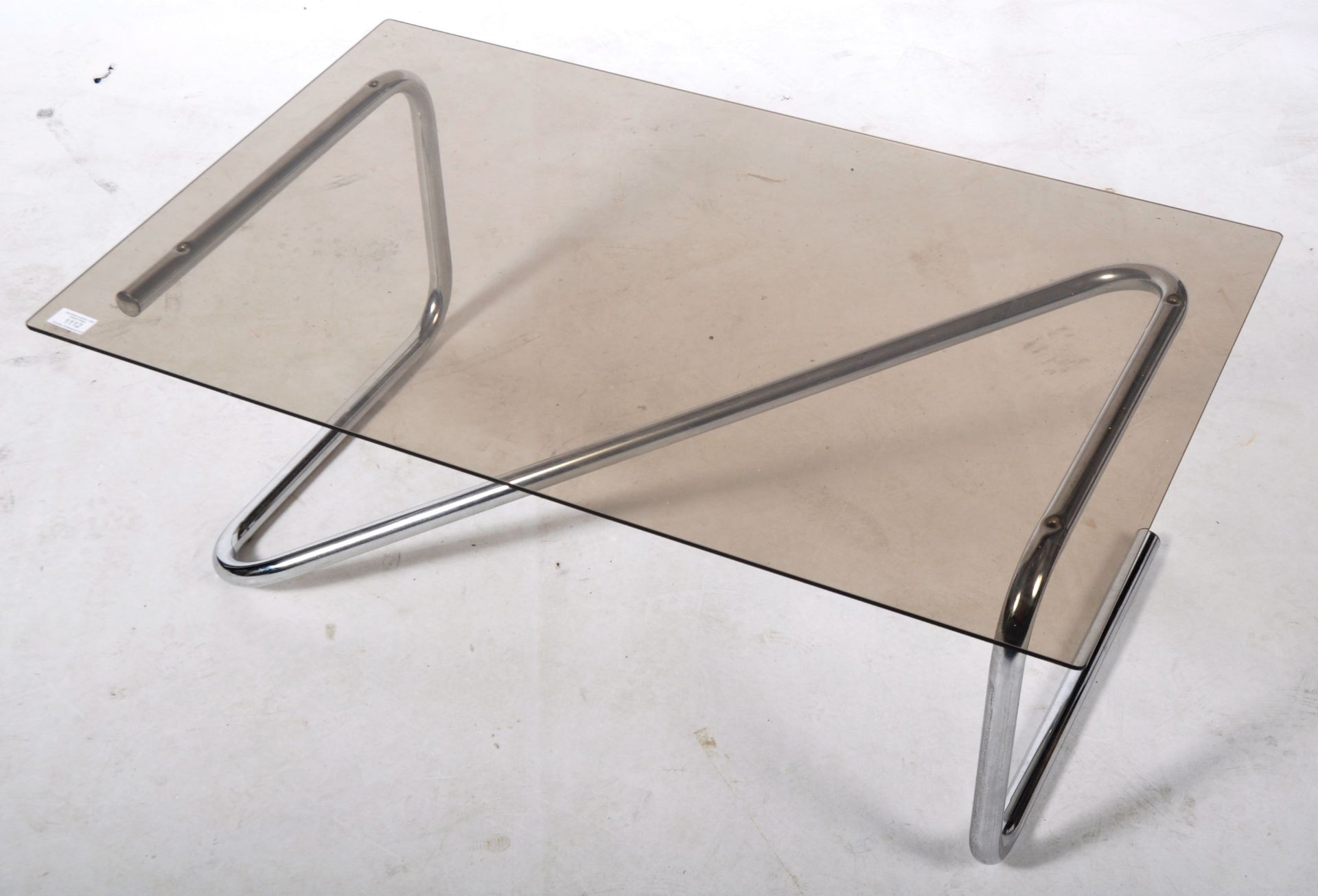 1970'S CHROME AND SMOKED GLASS TOPPED COFFEE TABLE - Image 2 of 3