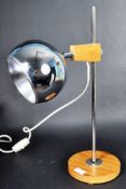 TEMDE - 1970'S SWEDISH CHROME AND OAK DESK LAMP LIGHT