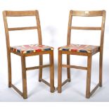 MATCHING PAIR OF UNION JACK PAINTED 1940S DINING CHAIRS