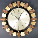 METAMEC - RETRO MID CENTURY FAUX BRASS AND TEAK CLOCK