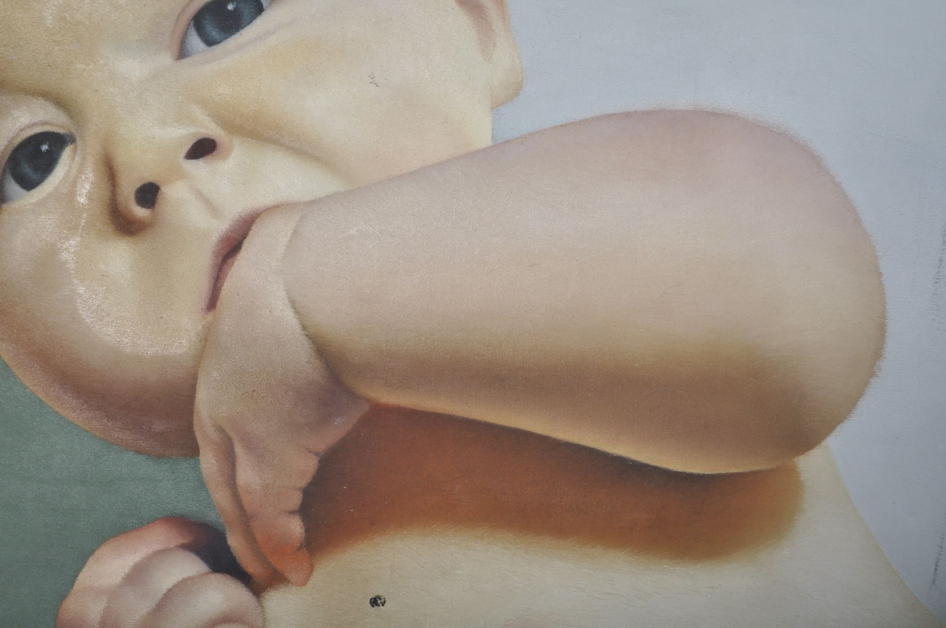 LEE STEWART (B. 1972) - LARGE OIL ON CANVAS PAINTING OF A BABY - Image 4 of 8