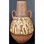 LARGE RETRO WEST GERMAN AMPHORA TWIN HANDLE VASE