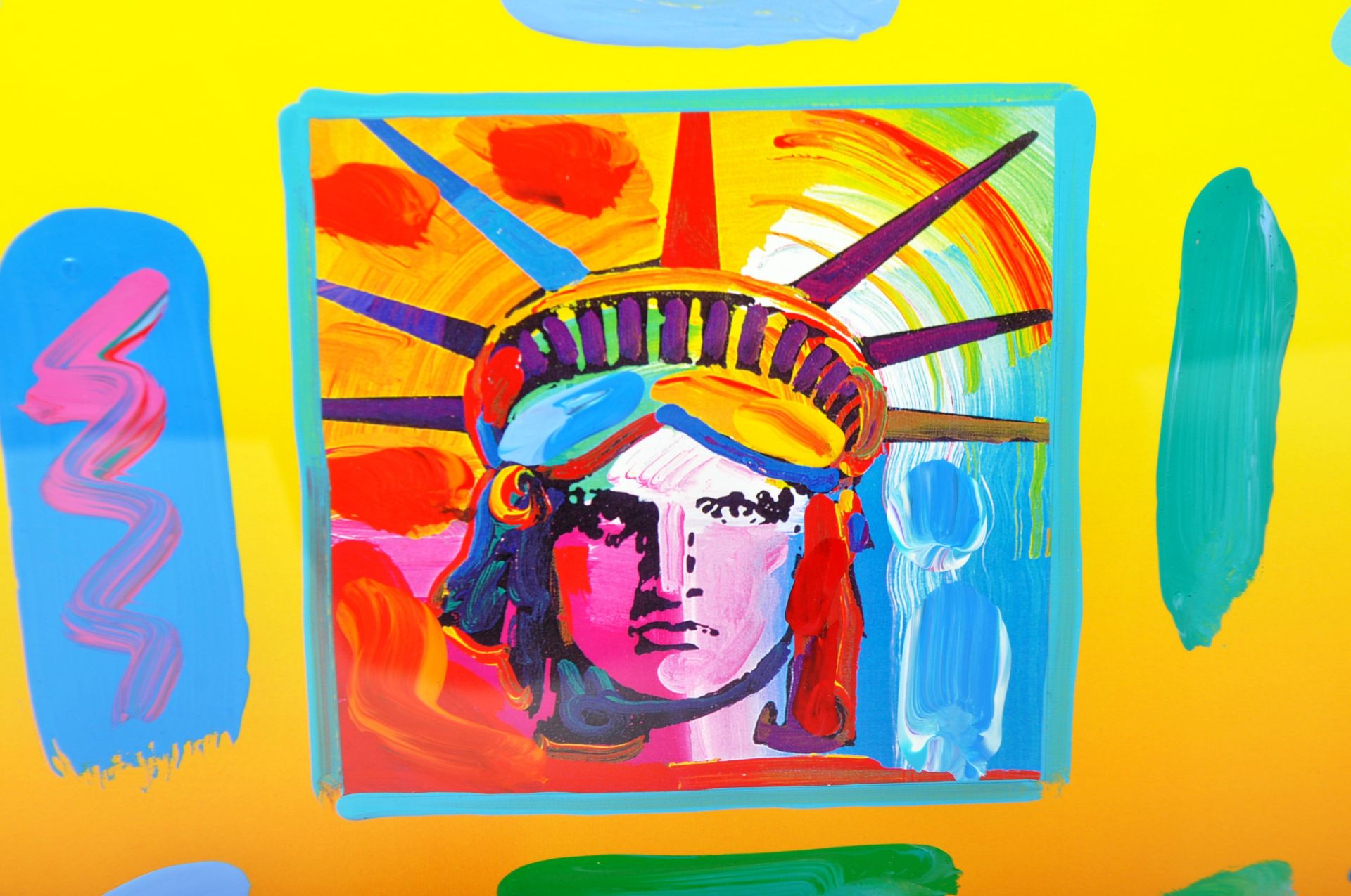 PETER MAX (B. 1937) - LIBERTY HEAD II COLLAGE - MIXED MEDIA PAINTING - Image 3 of 4