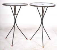 MATCHING PAIR OF ATOMIC CIRCULAR SIDE / LAMP TABLES