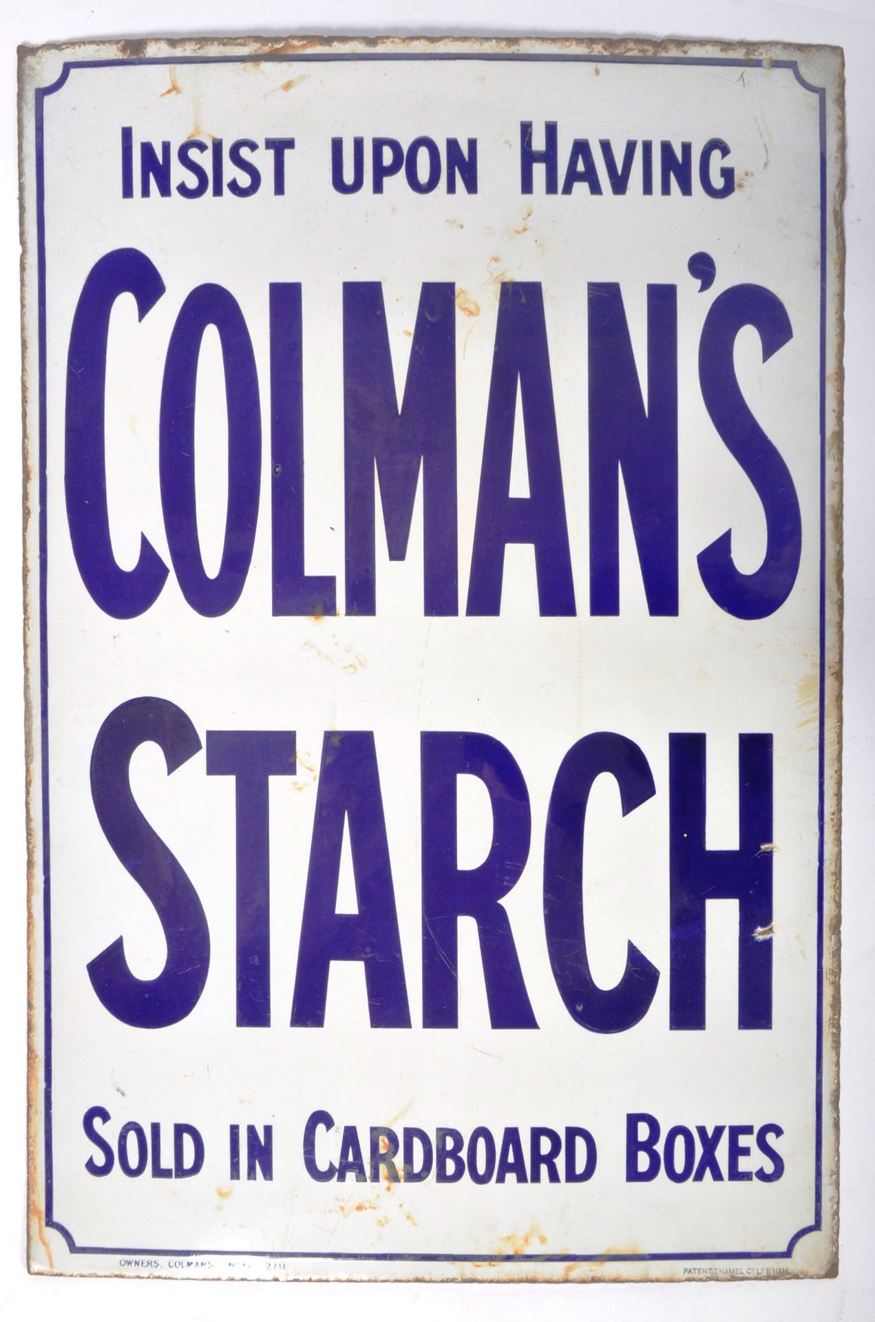 COLMAN'S STARCH - EARLY 20TH ENAMEL ADVERTISING SHOP SIGN