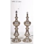 MATCHING PAIR OF CONTEMPORARY POLISHED METAL TABLE LAMPS