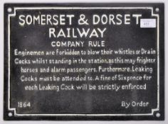20TH CENTURY REPRODUCTION CAST IRON SOMERSET RAILWAY SIGN