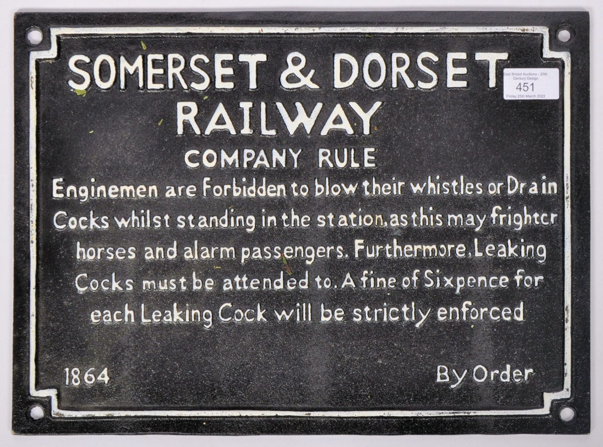 20TH CENTURY REPRODUCTION CAST IRON SOMERSET RAILWAY SIGN