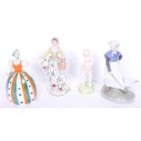 ROYAL COPENHAGEN PORCELAIN GOOSE GIRL FIGURINE WITH THREE OTHERS