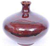 LARGE VINTAGE RETRO STUDIO POTTERY OXBLOOD VASE