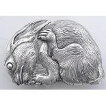 VINTAGE SILVER PLATED RABBIT VESTA CASE