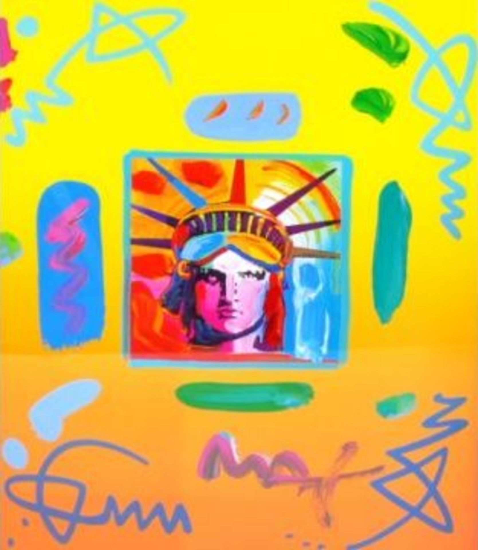 PETER MAX (B.1937) - LIBERTY HEAD II COLLAGE, 1997