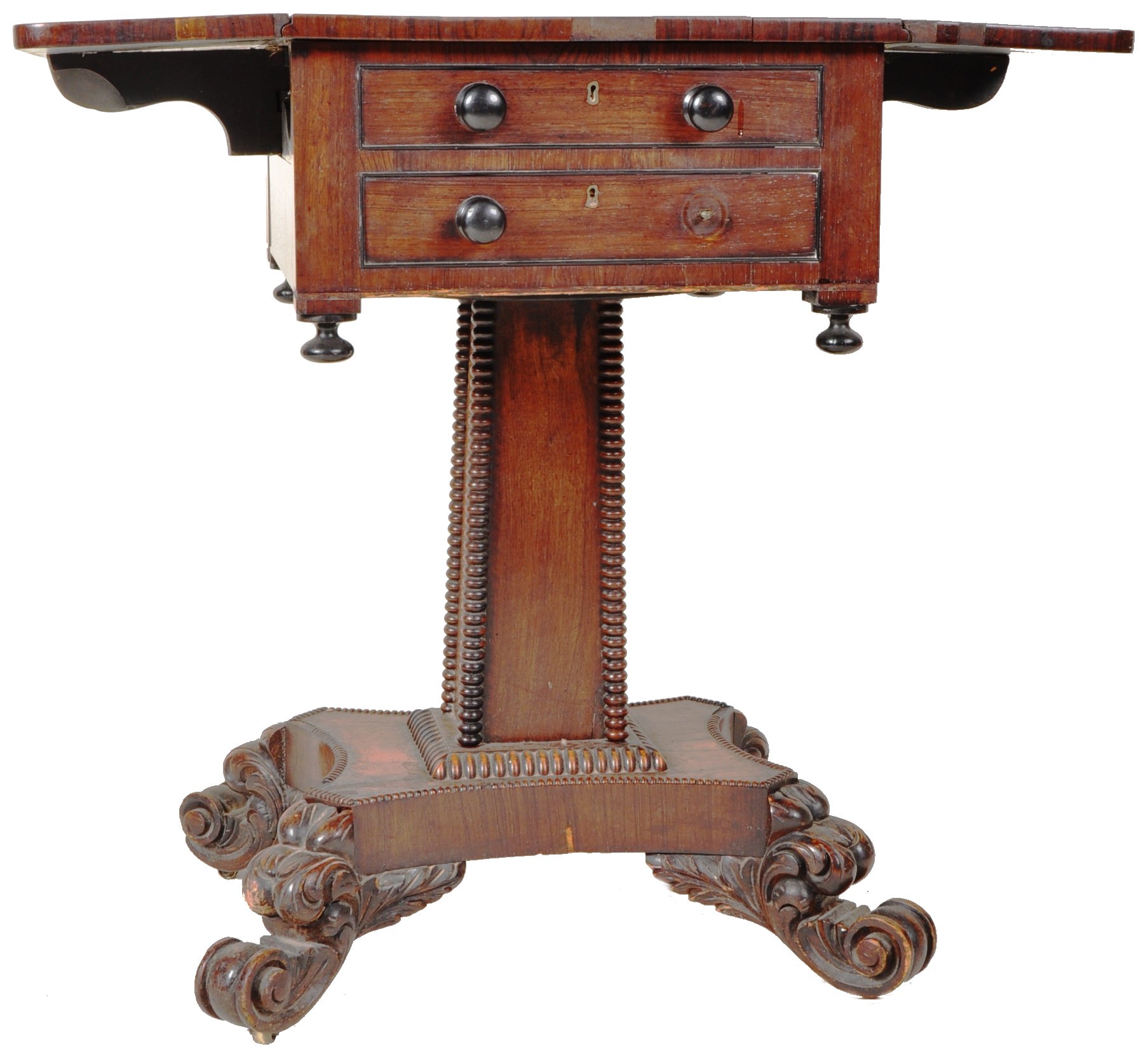 WILLIAM IV ROSEWOOD PEDESTAL WORK TABLE