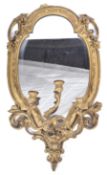 19TH CENTURY VICTORIAN GESSO GIRANDOLE WALL MIRROR