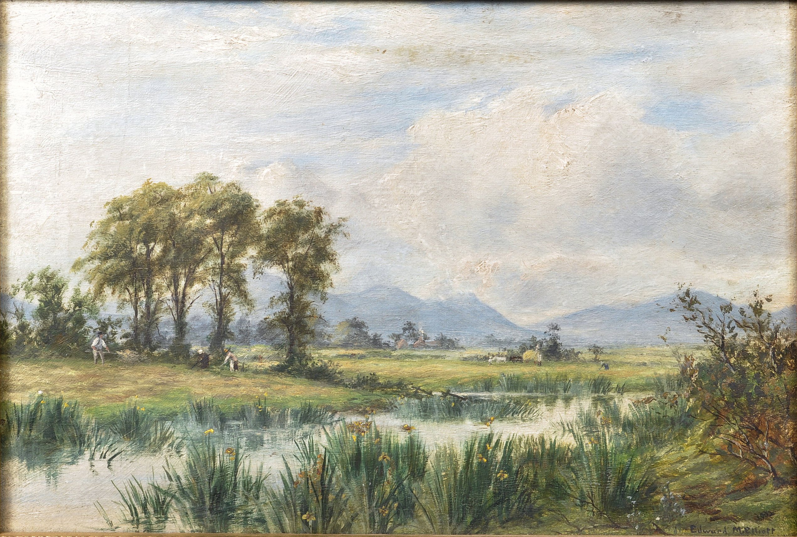 EDWARD M ELLIOTT - OIL ON CANVAS LANDSCAPE SCENE - Image 2 of 8