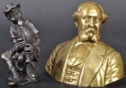 19TH CENTURY BRONZE BAGPIPE PLAYER & KING EDWARD VII