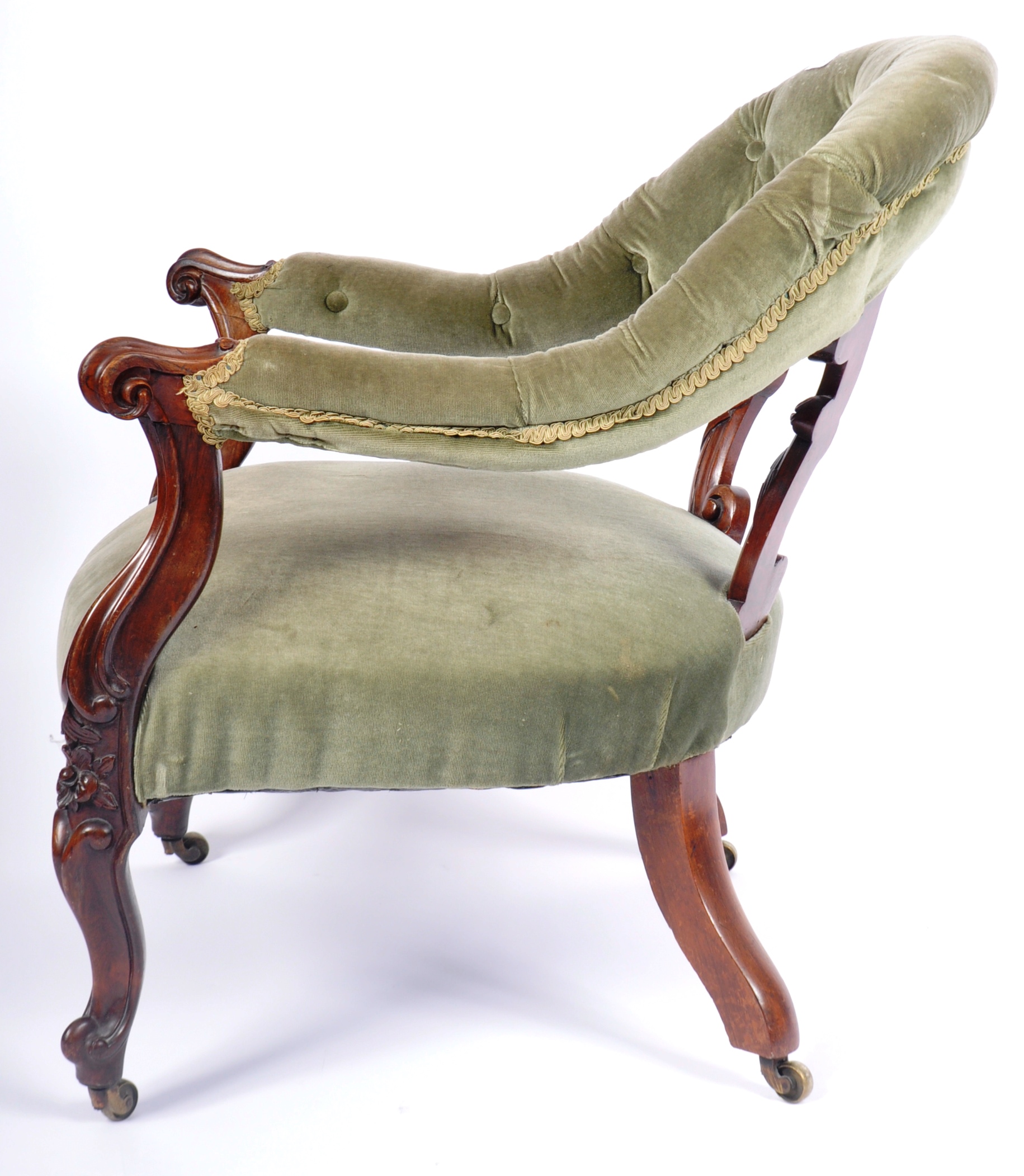19TH CENTURY VICTORIAN ROSEWOOD BUTTON BACK ARMCHAIR - Image 8 of 8
