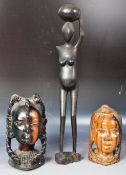 COLLECTION OF AFRICAN CARVED HARDWOOD TRIBAL OBJECTS