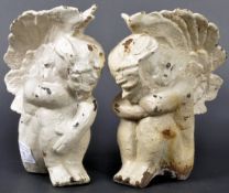 PAIR OF 19TH CENTURY VICTORIAN CAST IRON CHERUB FIGURES