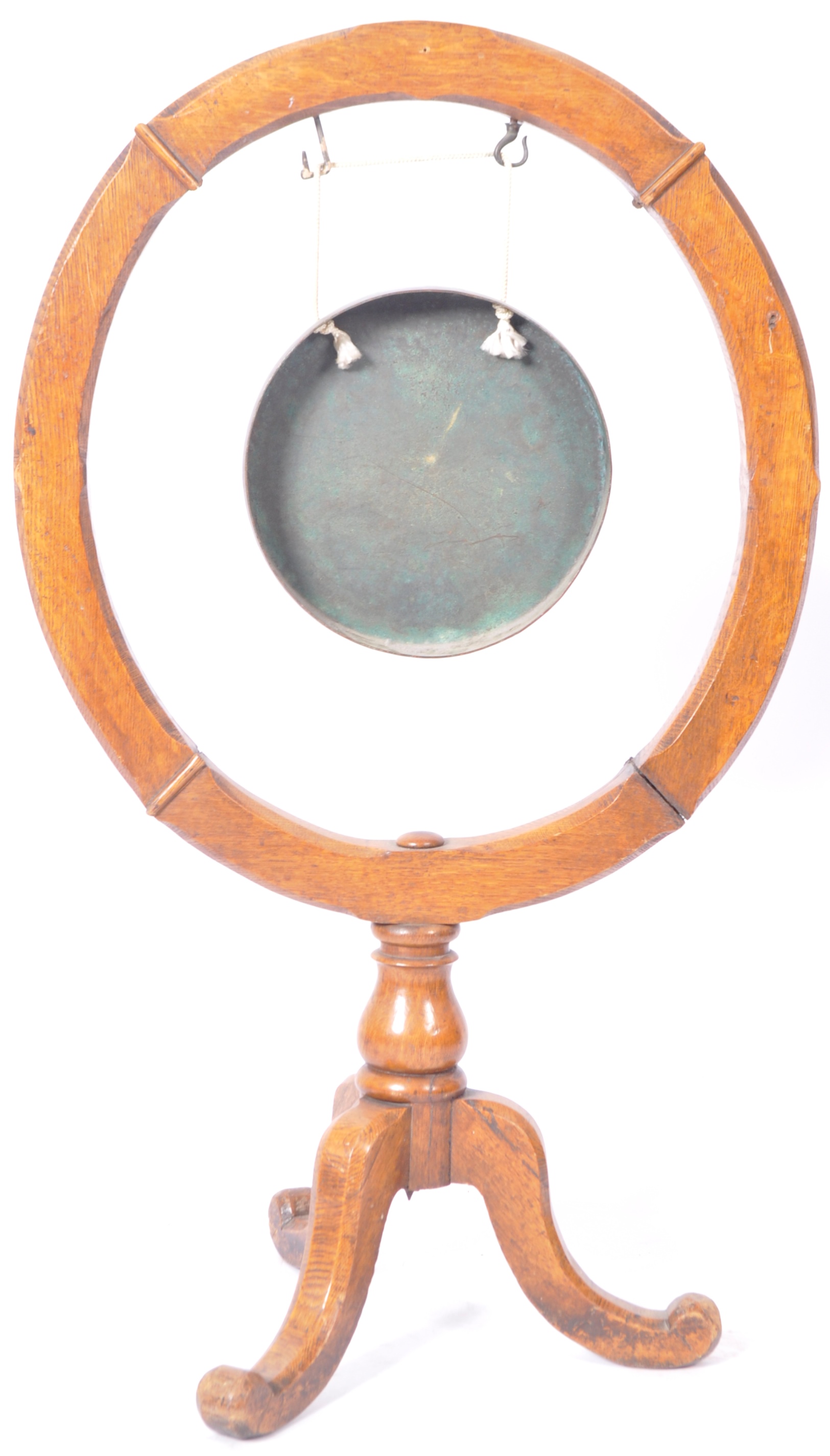 19TH CENTURY OAK AND BRASS CIRCULAR DINNER GONG - Image 5 of 5
