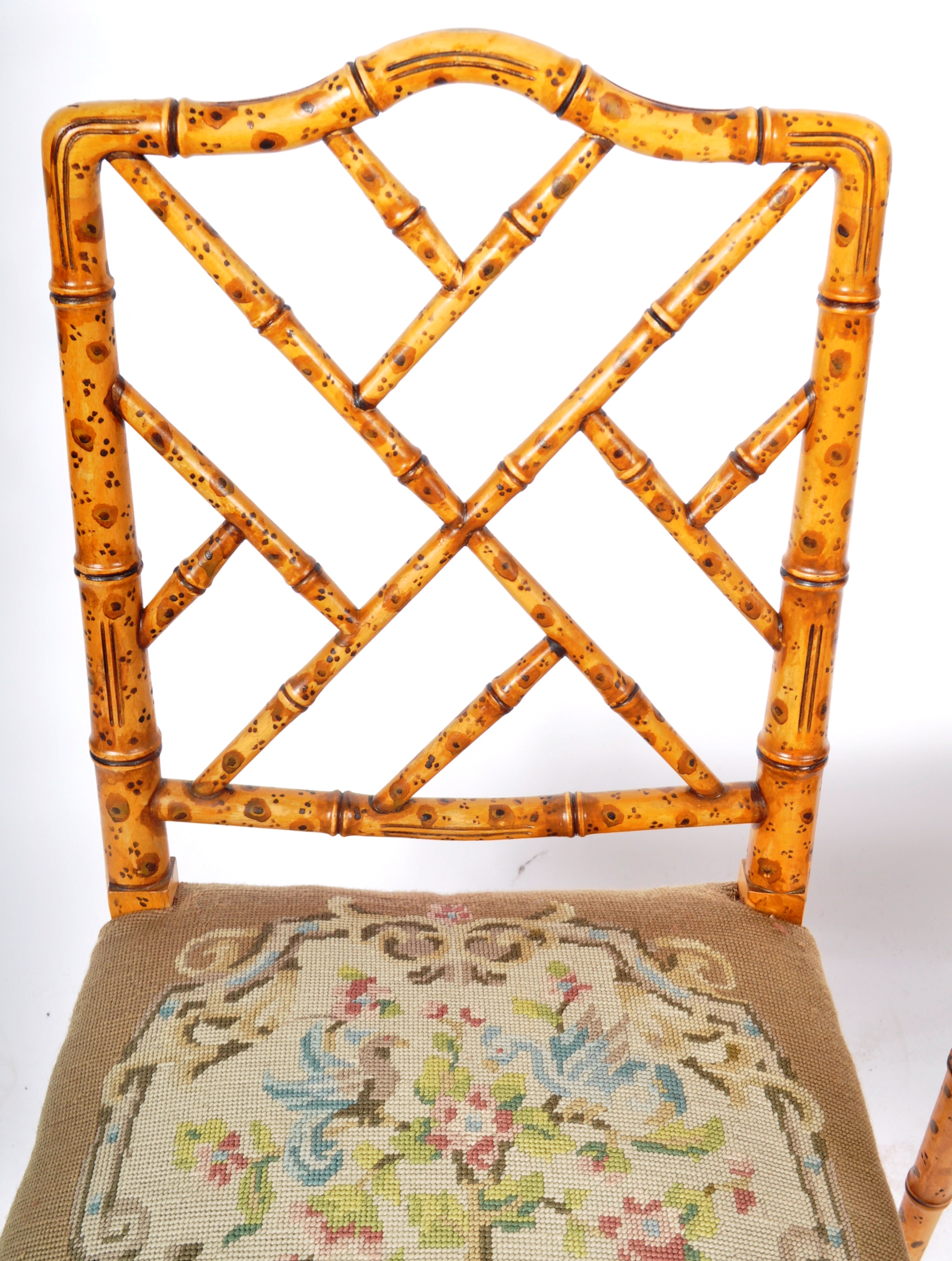 MATCHING PAIR OF 18TH CENTURY STYLE FAUX BAMBOO CHAIRS - Image 3 of 7